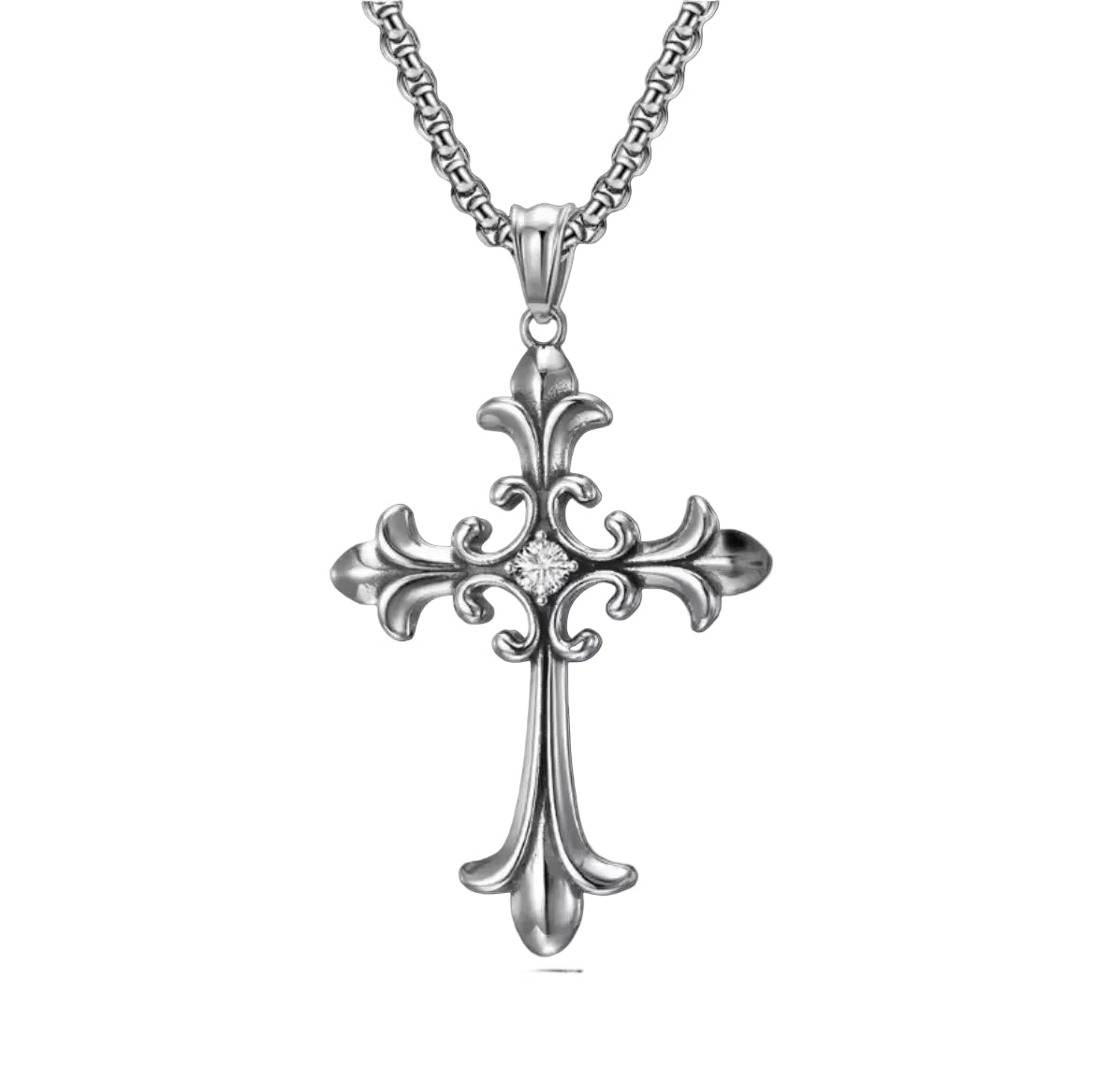 Floral Crystal Cross Pendent