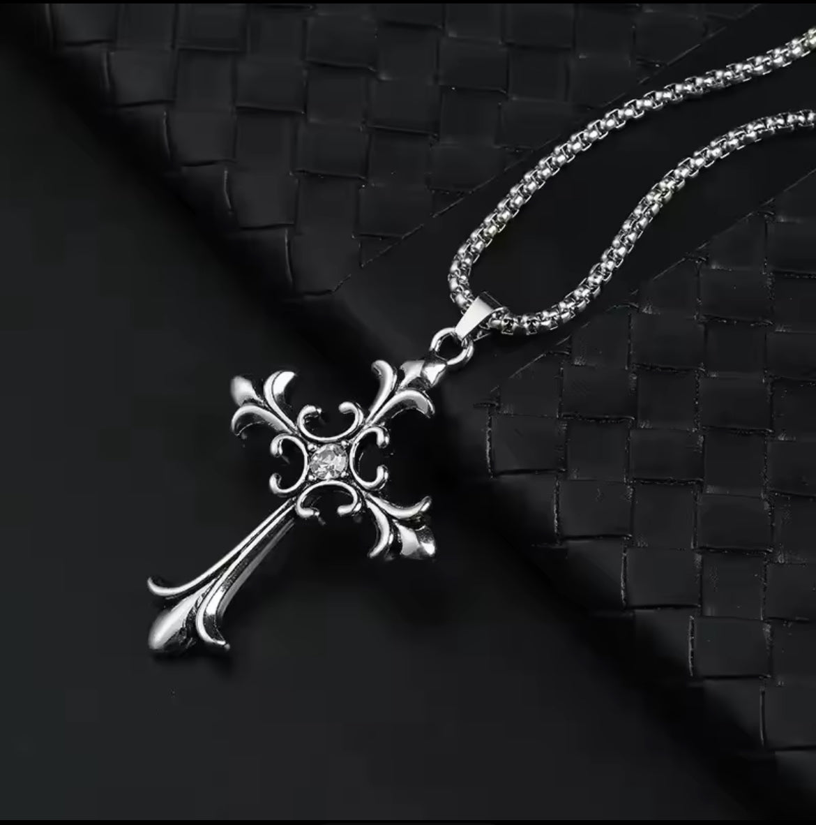 Floral Crystal Cross Pendent